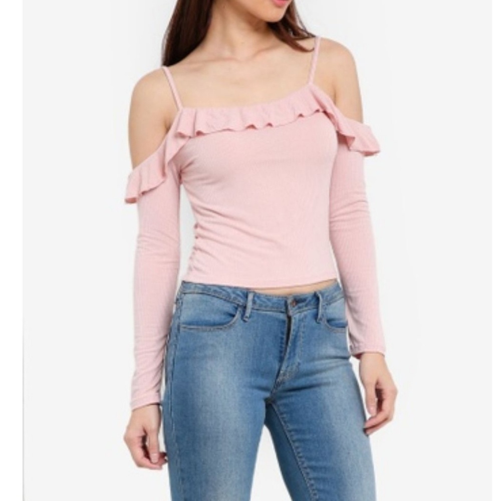 Baby Pink Frilly Off The Shoulder Top NWT